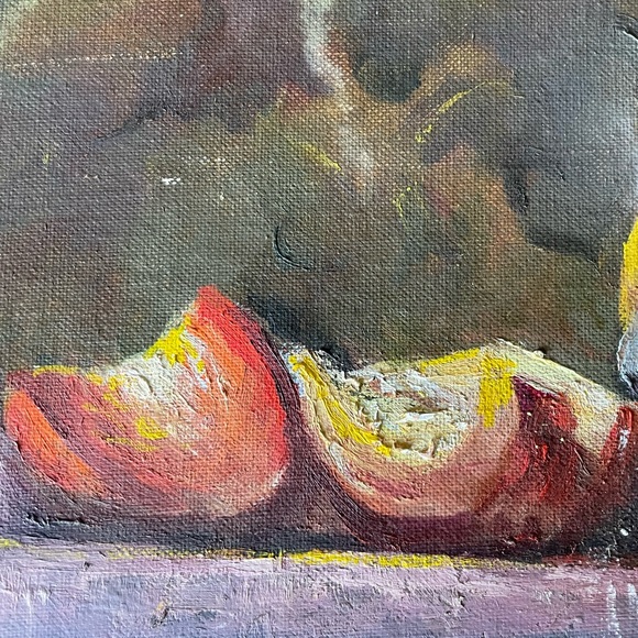 Original oil painting signed Matheny 9”x12” Charming rustic piece. Still life. - Picture 3 of 5